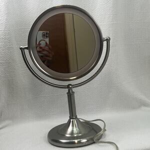 HoMedics M-10021 Lighted Vanity Makeup Mirror 1X 7X Touch Control Satin Nickel